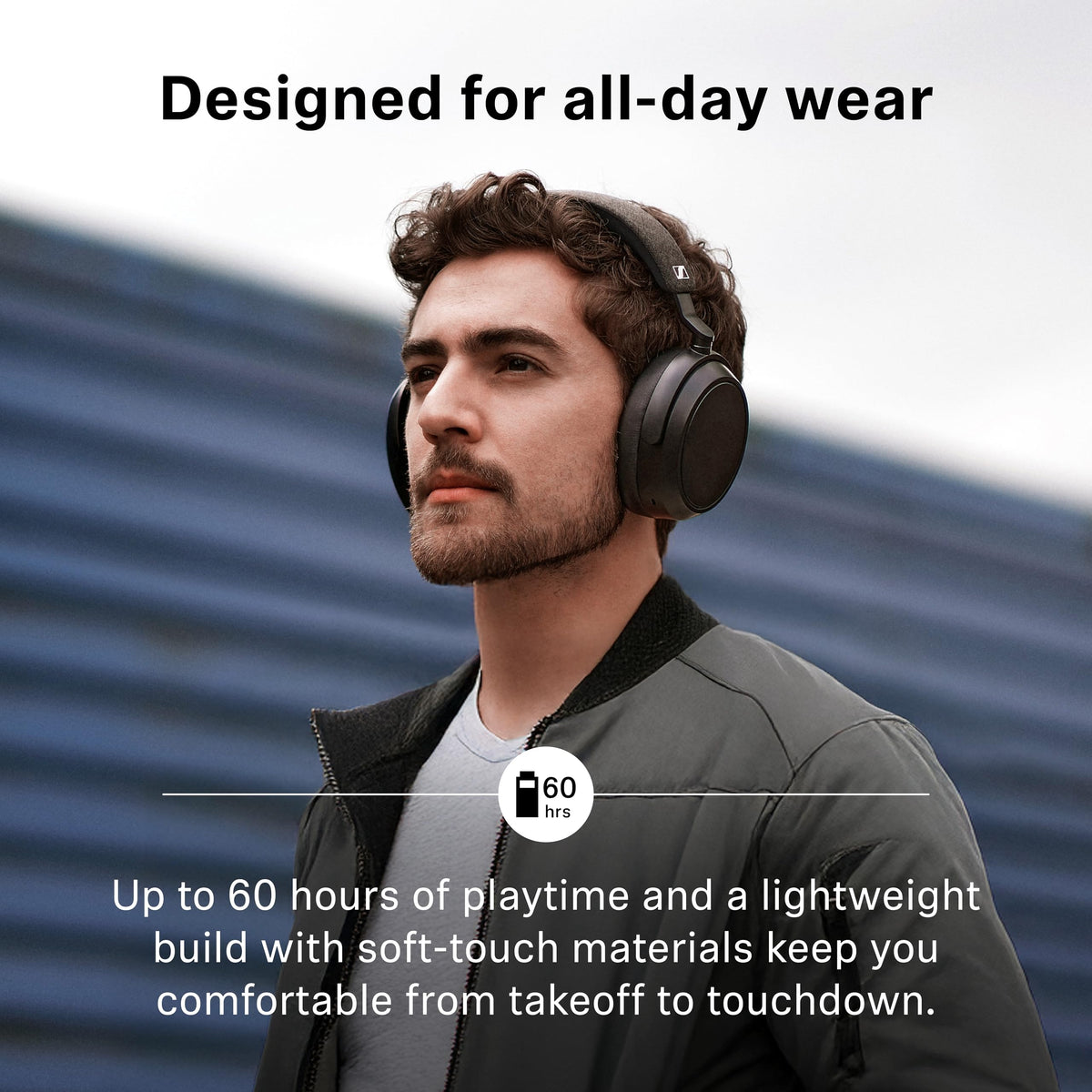 Sennheiser Momentum 4 cushioned ear pads enabling long-wear comfort.