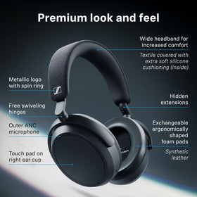Momentum 4 includes USB-C cable, 3.5mm to 2.5mm adapter, and airplane adapter.