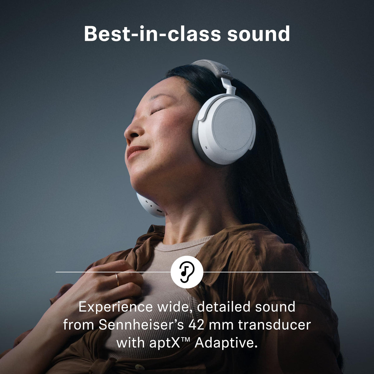 Sennheiser Momentum 4 cushioned comfort for long listening sessions.
