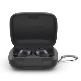 Sennheiser Momentum Sport earbuds provide secure fit for intense workouts.