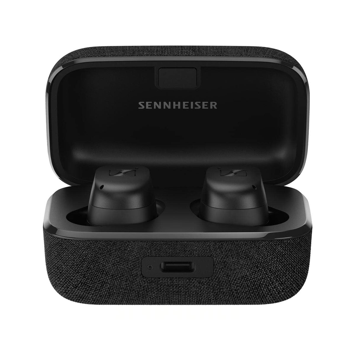 Sennheiser Momentum True Wireless 3 earbuds front view with secure fit.