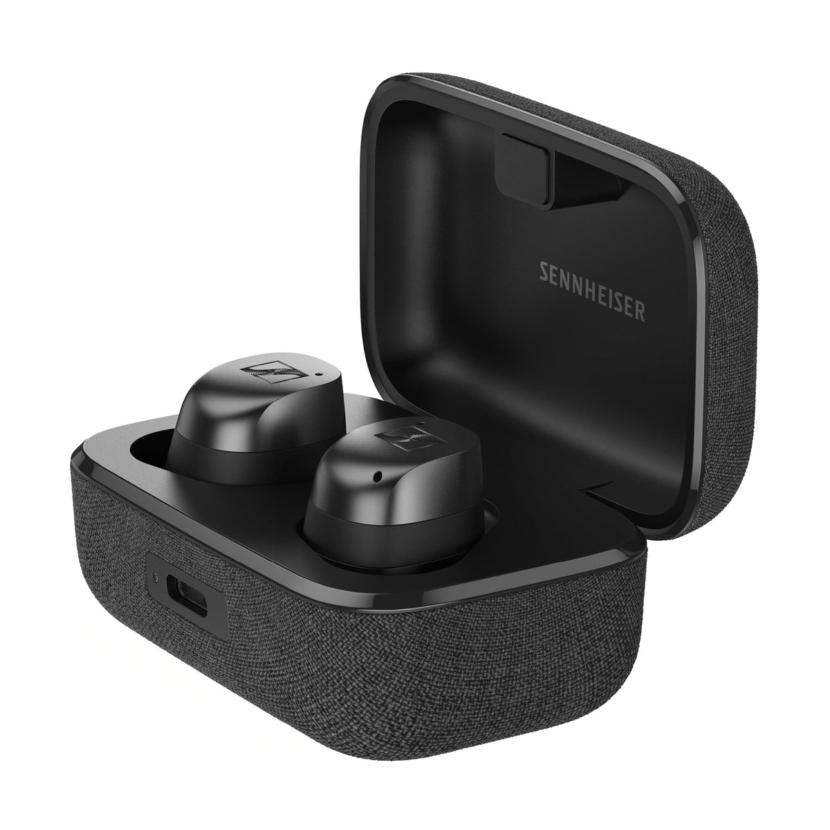 Sennheiser Momentum TW4 case graphite for convenient wireless charging on the go.