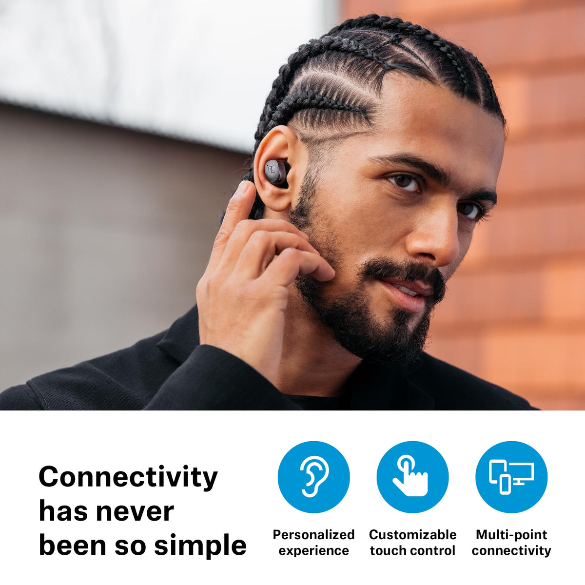 Sennheiser Momentum TW4 soft silicone ear tips graphite provide a comfortable seal.