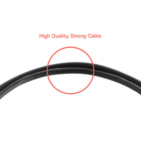 Sennheiser adapter cable next to ruler showing 150 mm length for convenient reach