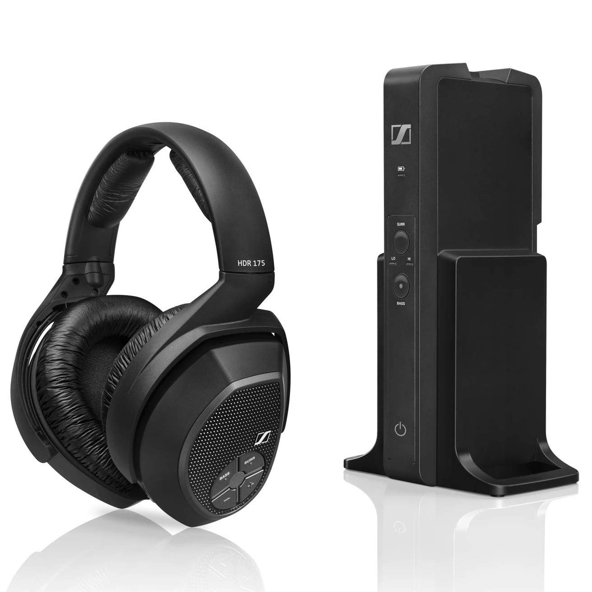 Sennheiser RS 175 headphones with surround sound mode for movie nights.