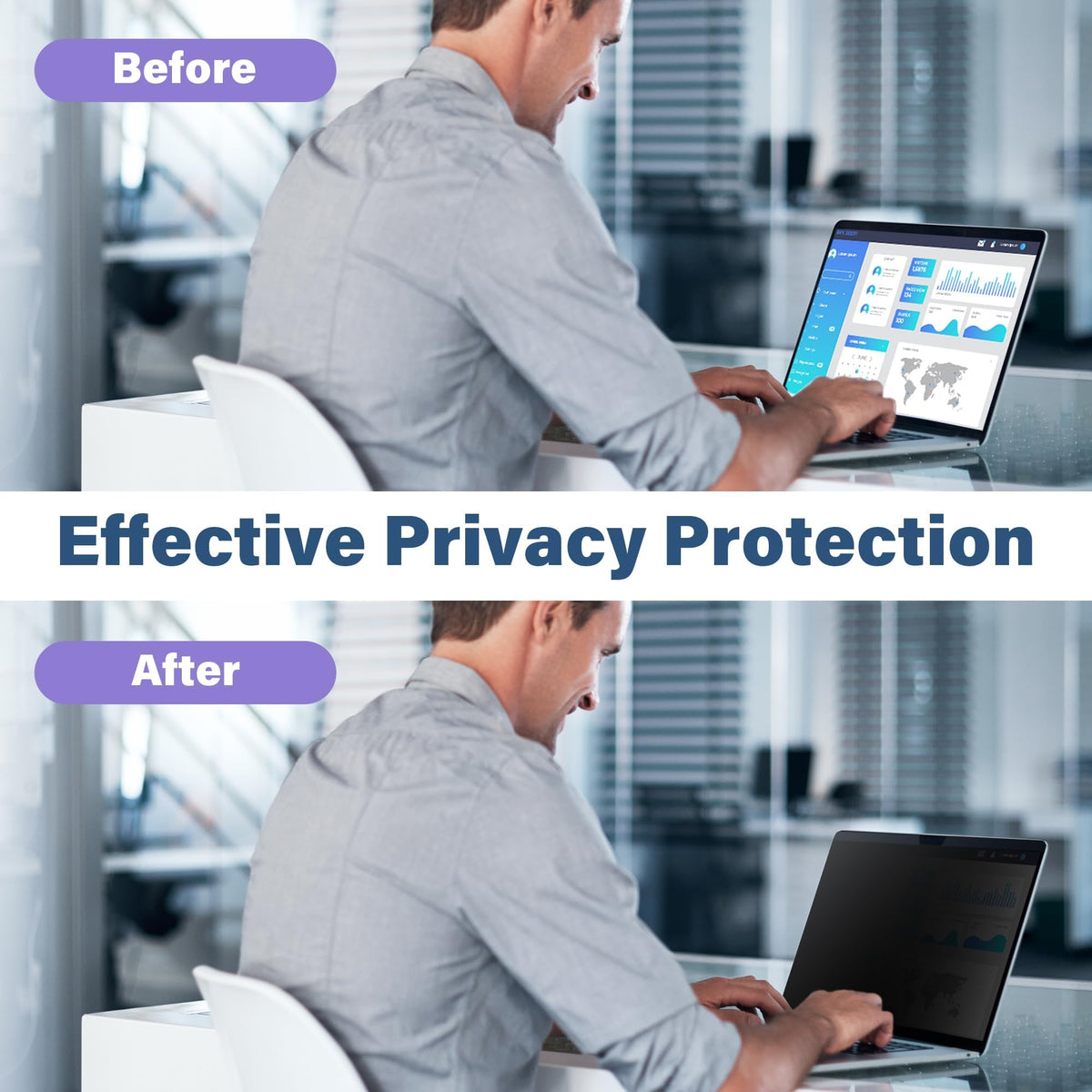 SenseAGE MacBook Air 13.3 privacy shield in use, keeping on-screen content discreet.