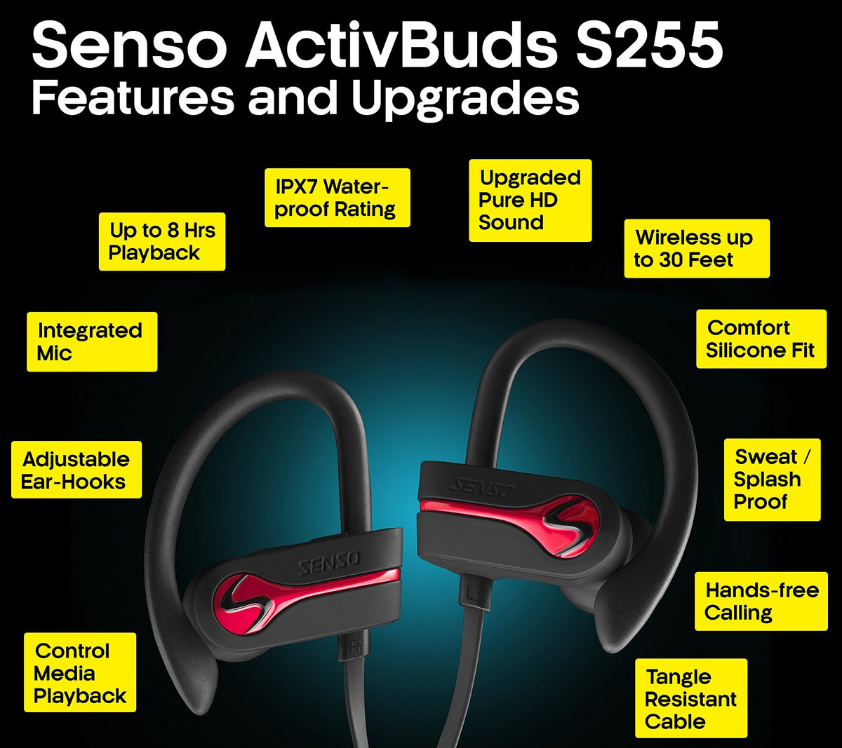 Senso ActivBuds Bluetooth pairing setup showing quick, seamless connection.