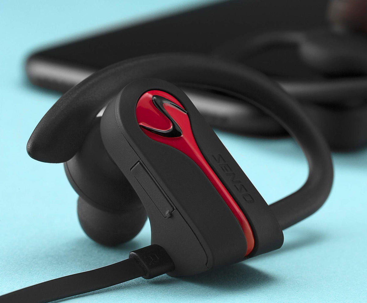 Senso ActivBuds ergonomic earhooks ensuring secure fit during workouts.