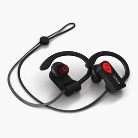 Senso earbuds in gym setting emphasizing sweatproof use during exercise