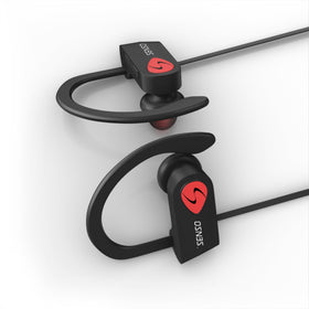 Senso earbuds beside smartphone to show portable scale and battery benefit
