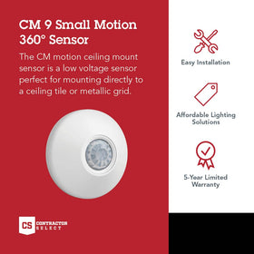 SensorSwitch CM 360° PIR detection enables precise small-motion lighting control.