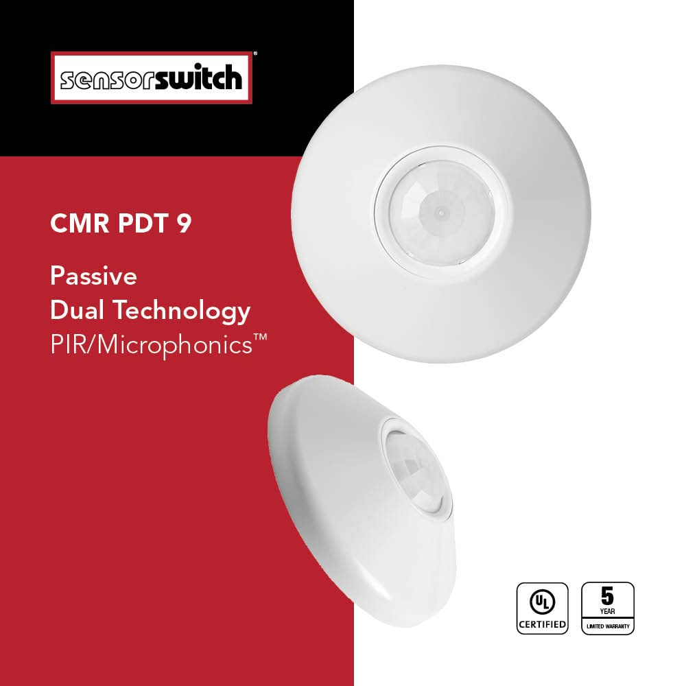 SensorSwitch CMR installed in ceiling tile demonstrating quick retrofit mounting benefit