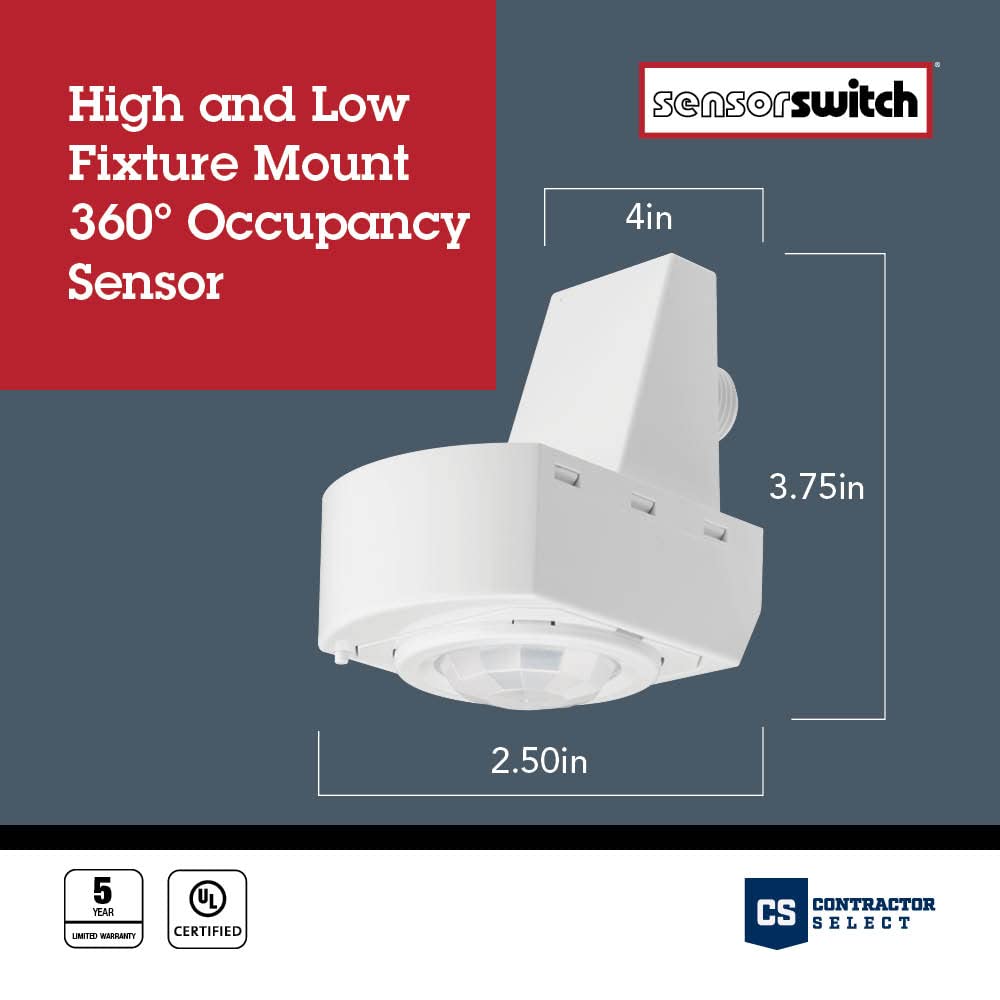 SensorSwitch LSXR installed in commercial ceiling demonstrating energy savings and discreet integration