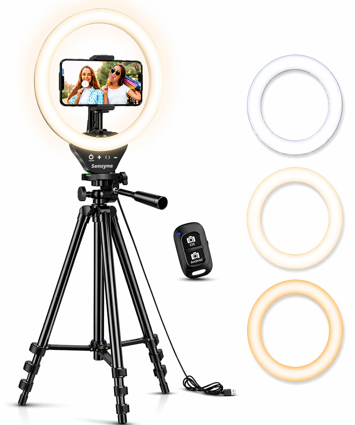 SENSYNE front view showing ring light and stand, ideal for consistent illumination