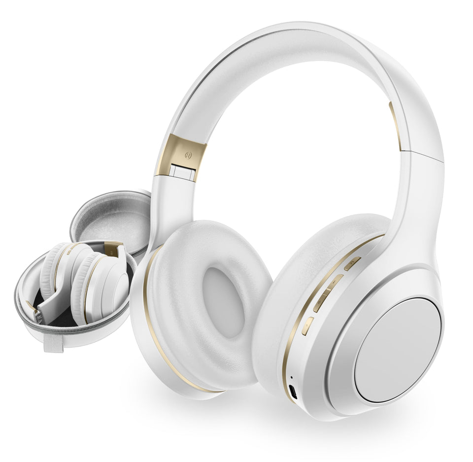 SENTRY headphones front view showing clean white finish and sleek profile for style