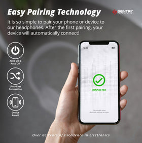 SENTRY on-ear control buttons visible for easy playback and call handling
