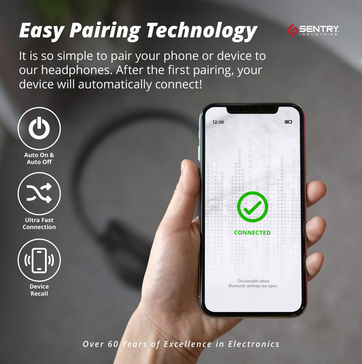 SENTRY OSH headband texture and ear padding detail for enhanced comfort benefit