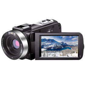 SEREE camcorder front view showing compact body and easy-grip benefits