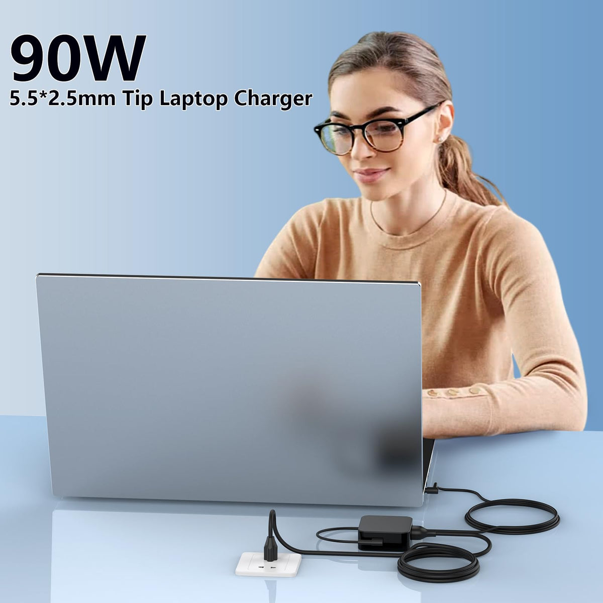 Serenoxa 90W charger in-use in a home office setup
