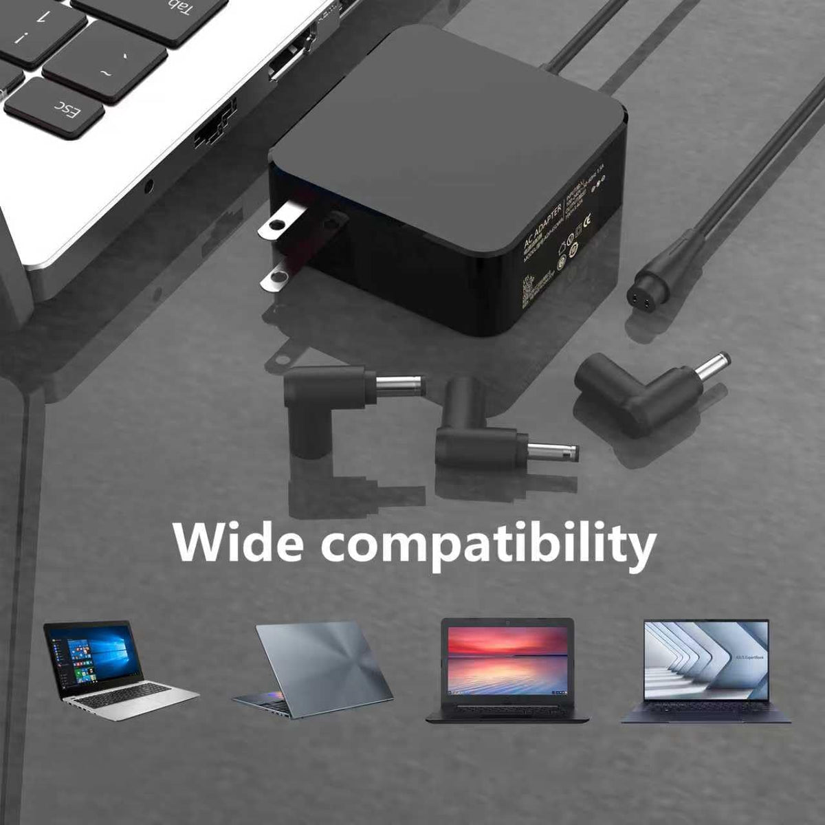 Close-up of Serenoxa tip options showing versatile connector sizes for multiple devices.
