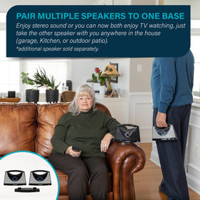SEREONIC wireless speaker in living room for near-field TV listening.