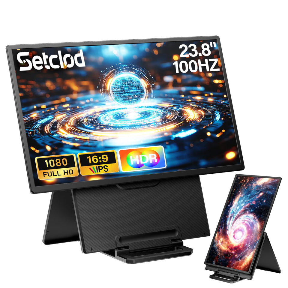 Setclod 23.8-inch portable monitor extended workspace for productive multitasking on the go
