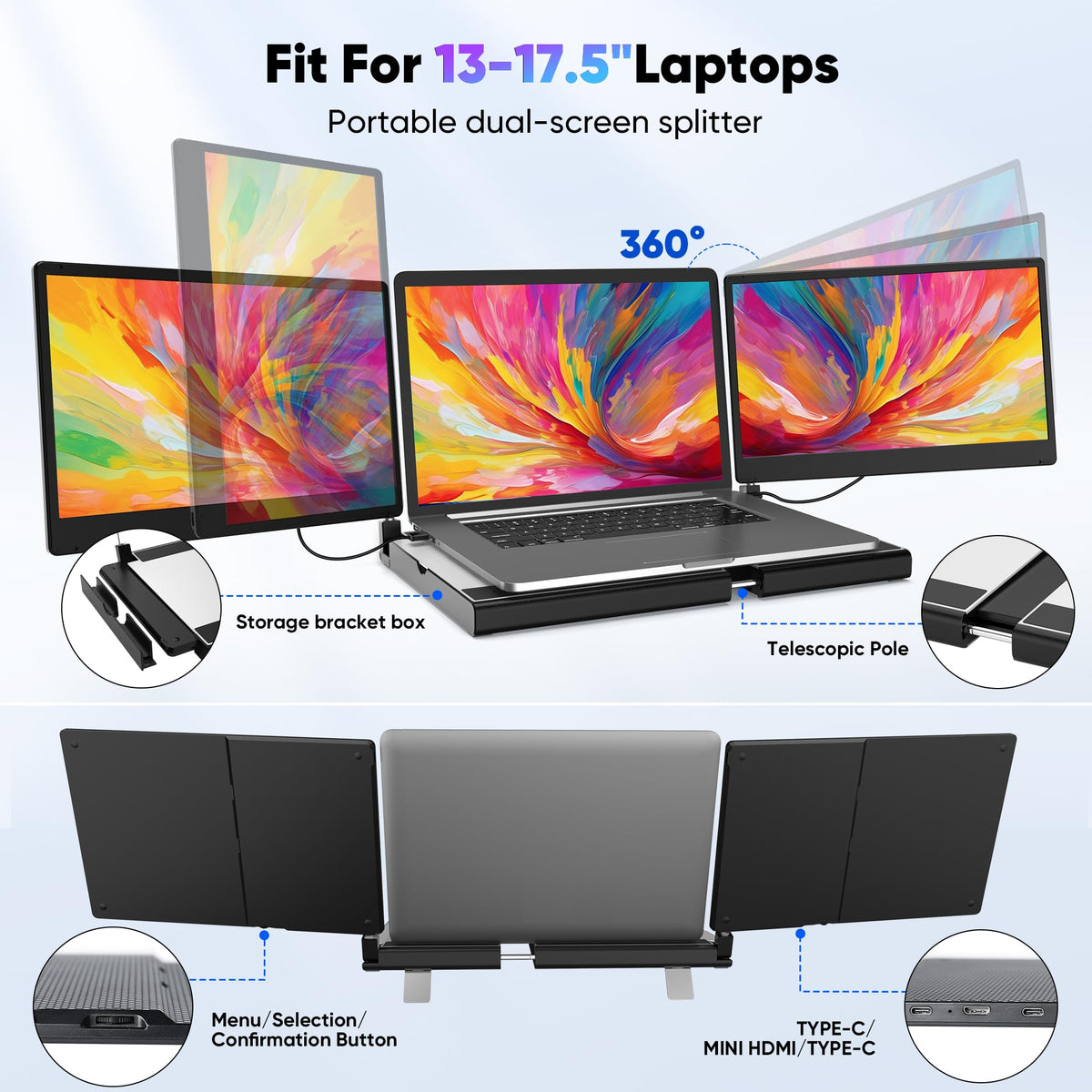 Setclod 360-degree rotation for flexible angles during use