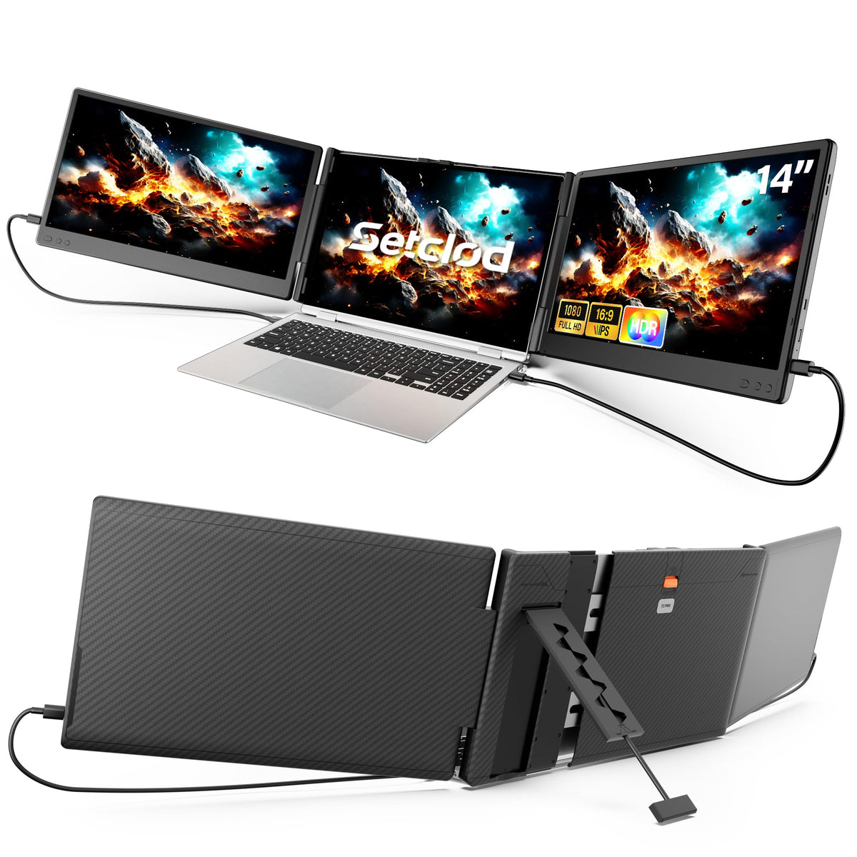 Setclod laptop screen extender assembled on desk enhances multitasking setup