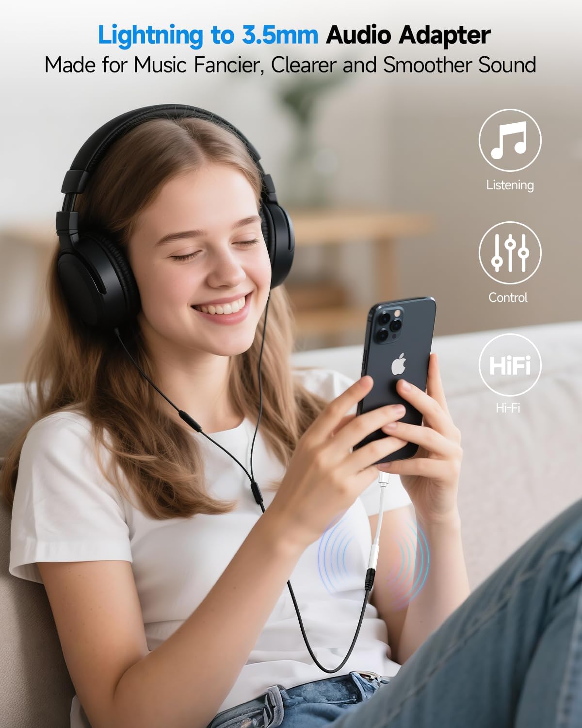 Seulliya adapter connected to wired headphones showing improved listening quality