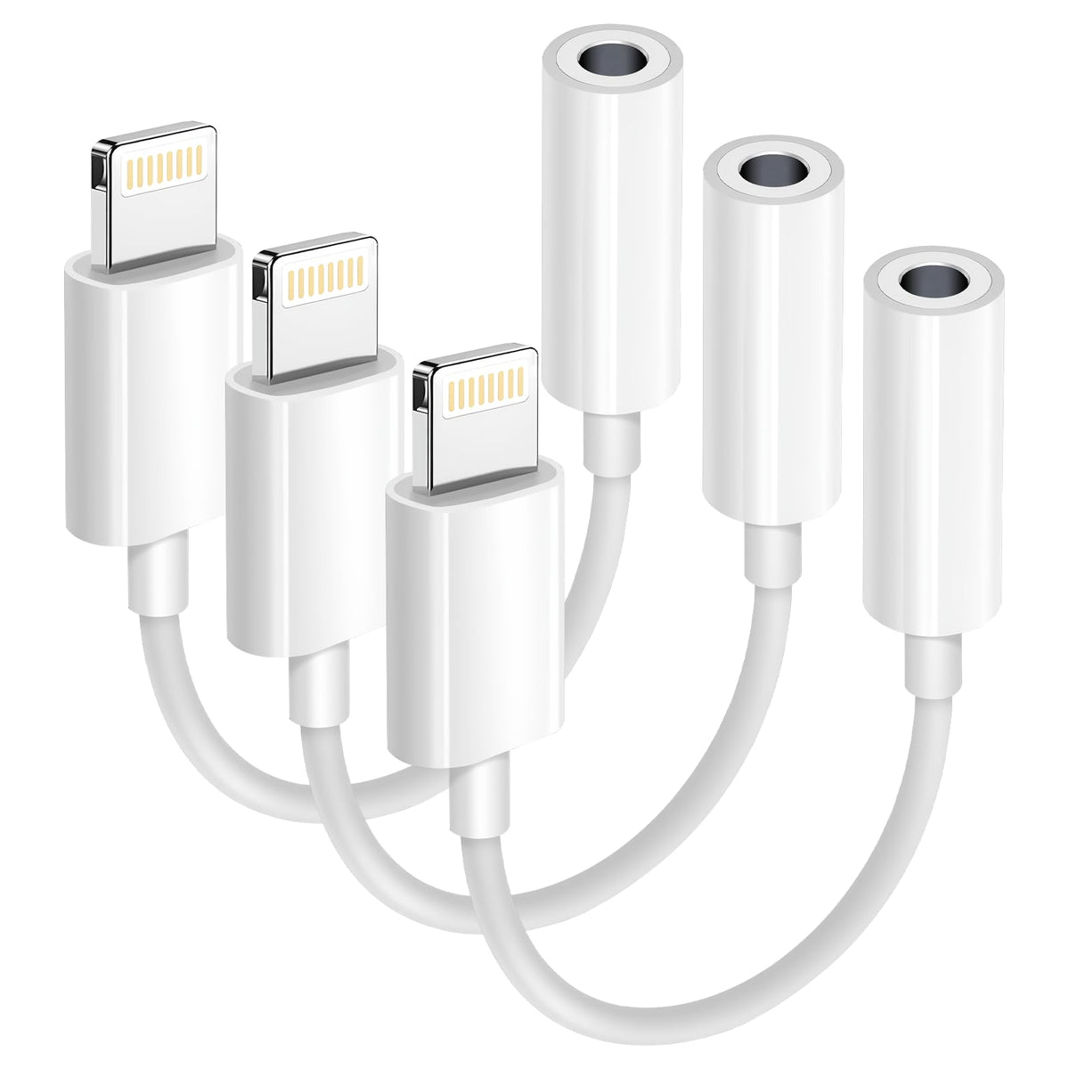 Seulliya lightning to 3.5mm adapter pack enabling universal iPhone audio.