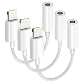 Seulliya lightning to 3.5mm adapter pack enabling universal iPhone audio.