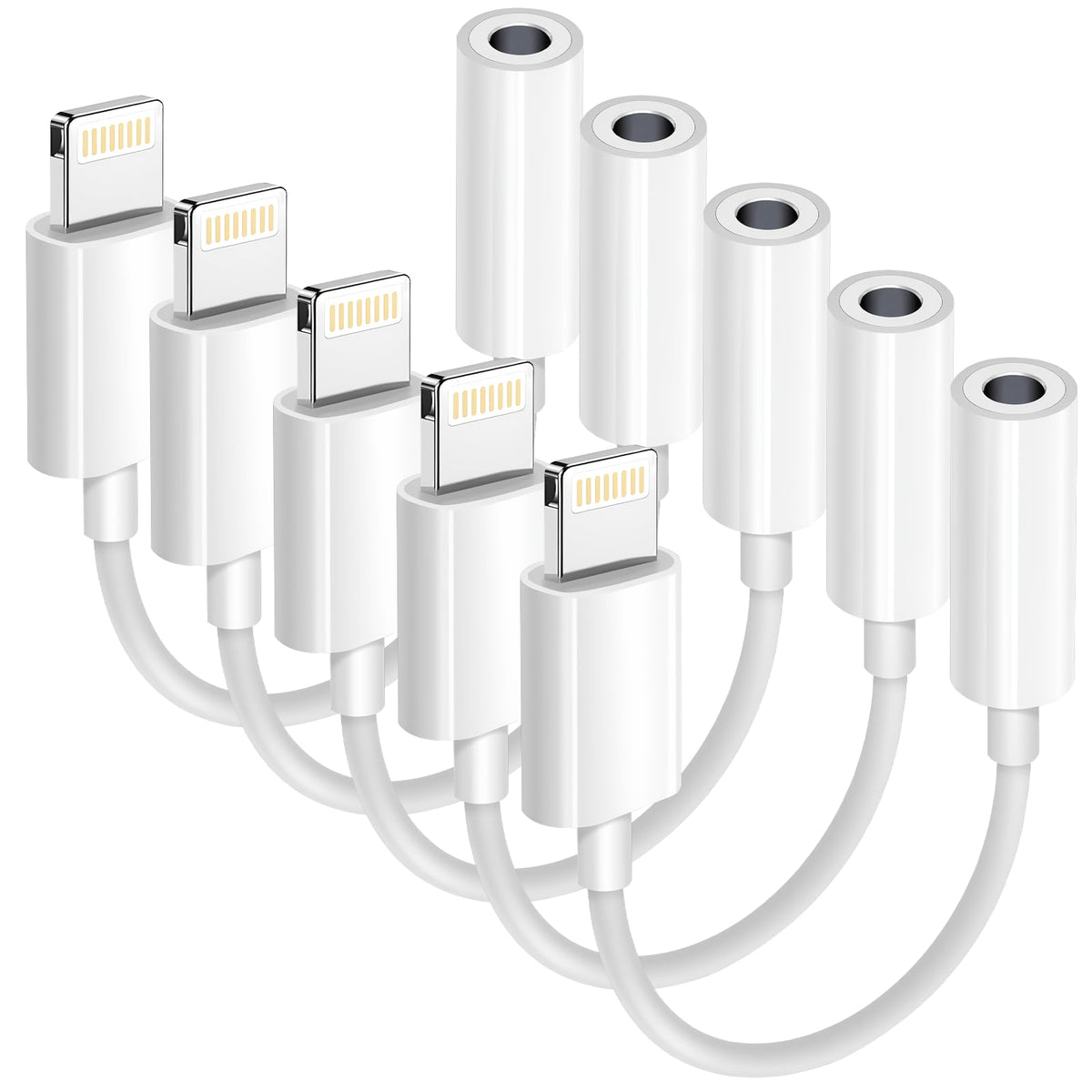 Seulliya five-pack lightning to 3.5mm adapter for iPhone music listening