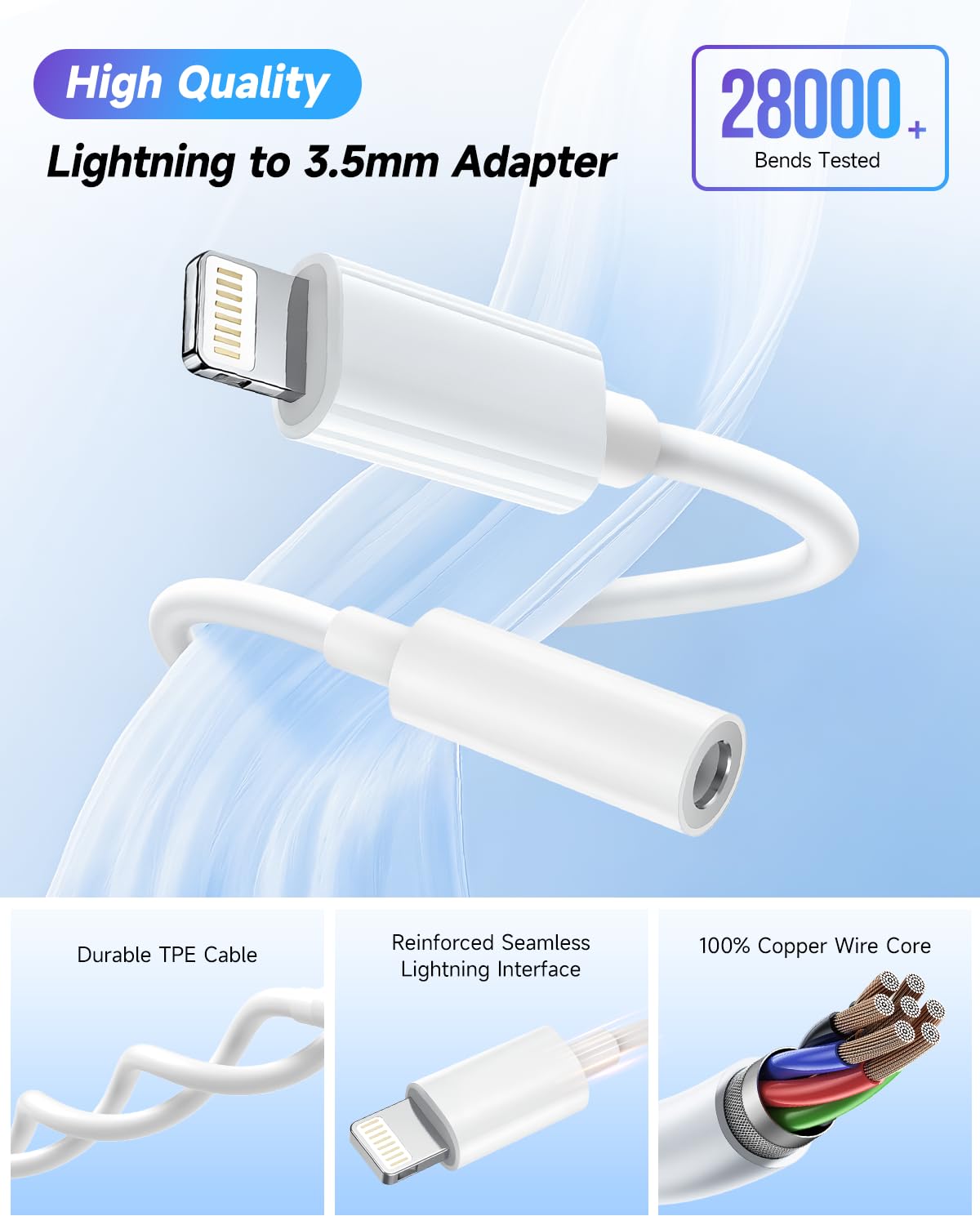 Durable TPE cable on Seulliya adapter emphasizes long-term reliability