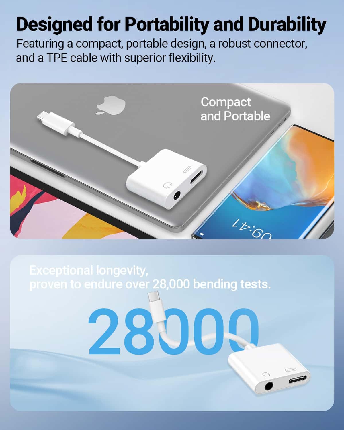 Seulliya USB-C adapter with portable carrying pouch for travel and gym.