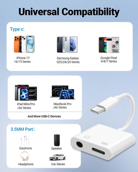 Seulliya USB-C audio-charging splitter enables simultaneous listening and charging on the go.