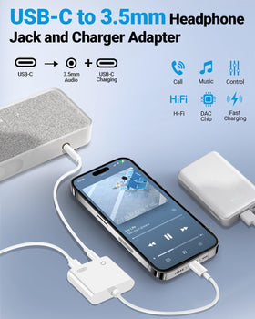 Seulliya USB-C charger adapter with fast charging and audio passthrough for everyday use.