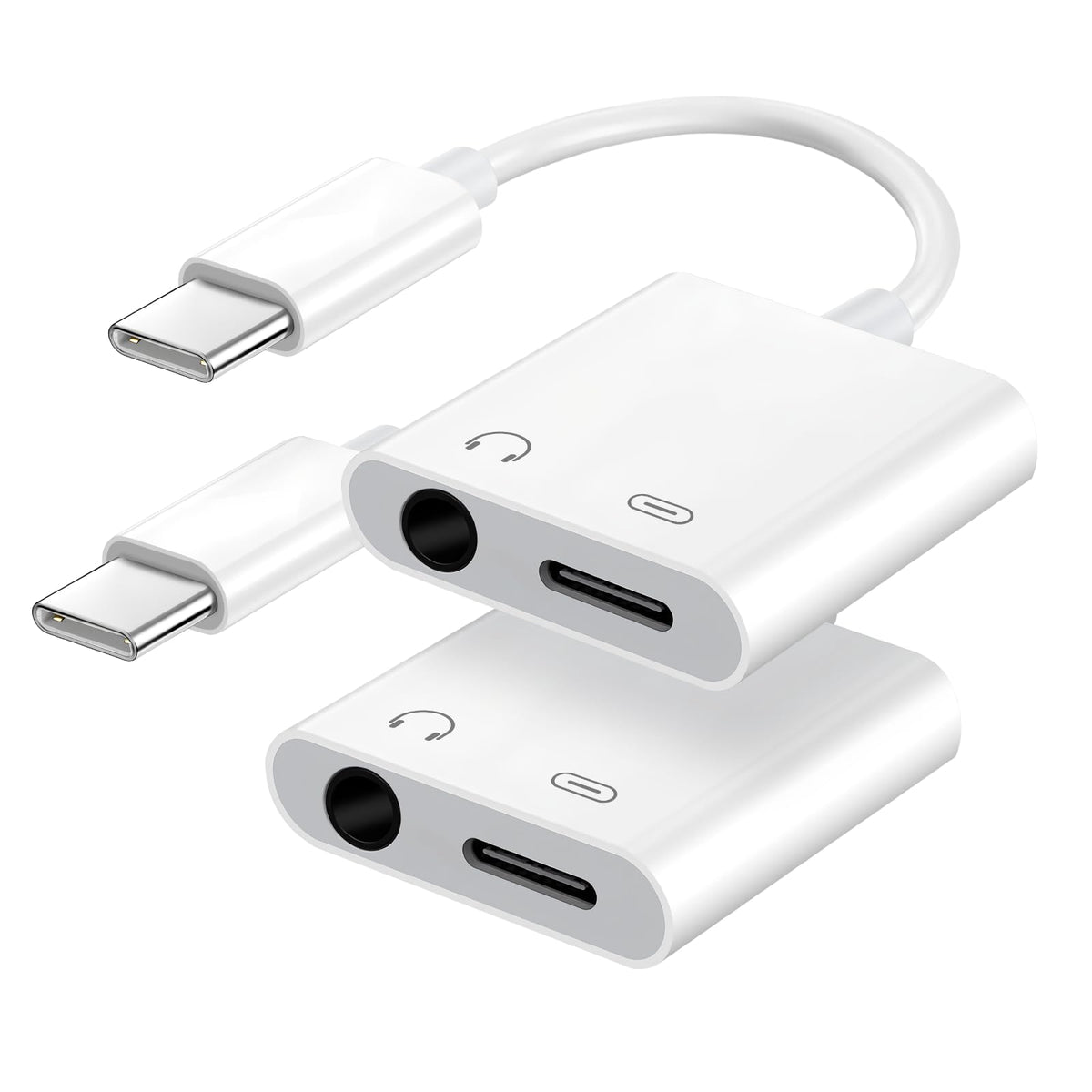 Seulliya USB-C to 3.5mm headphone adapter with compact design for on-the-go listening and charging.