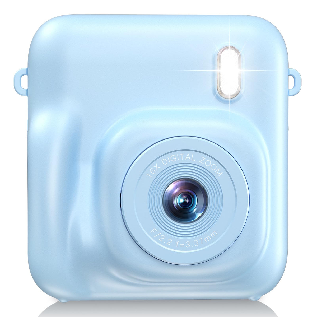 Sevenat digital camera for kids blue front view, compact and kid-friendly for little hands