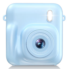 Sevenat digital camera for kids blue front view, compact and kid-friendly for little hands