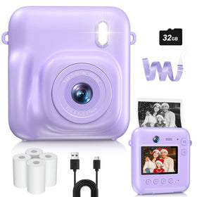 Sevenat kids camera front view showing instant print feature for keepsakes.