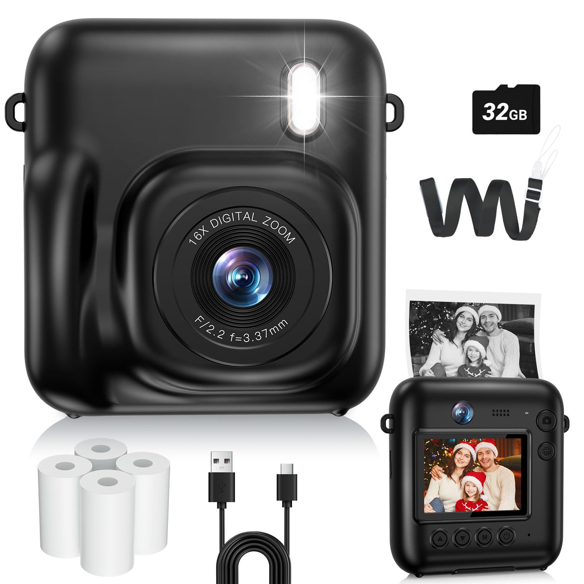 Sevenat Kids Camera front view with compact, kid-friendly design for easy, safe daily photography.