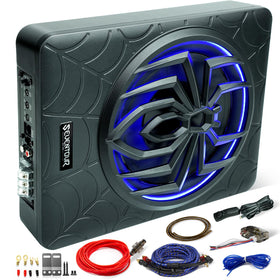 Seventour 10-inch under seat subwoofer fits slimly under a car seat for extra bass