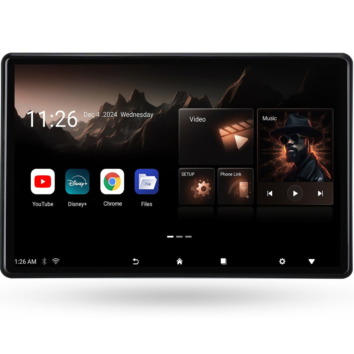 Seventour 14-inch Android headrest monitor with IPS touch screen for backseat viewing.