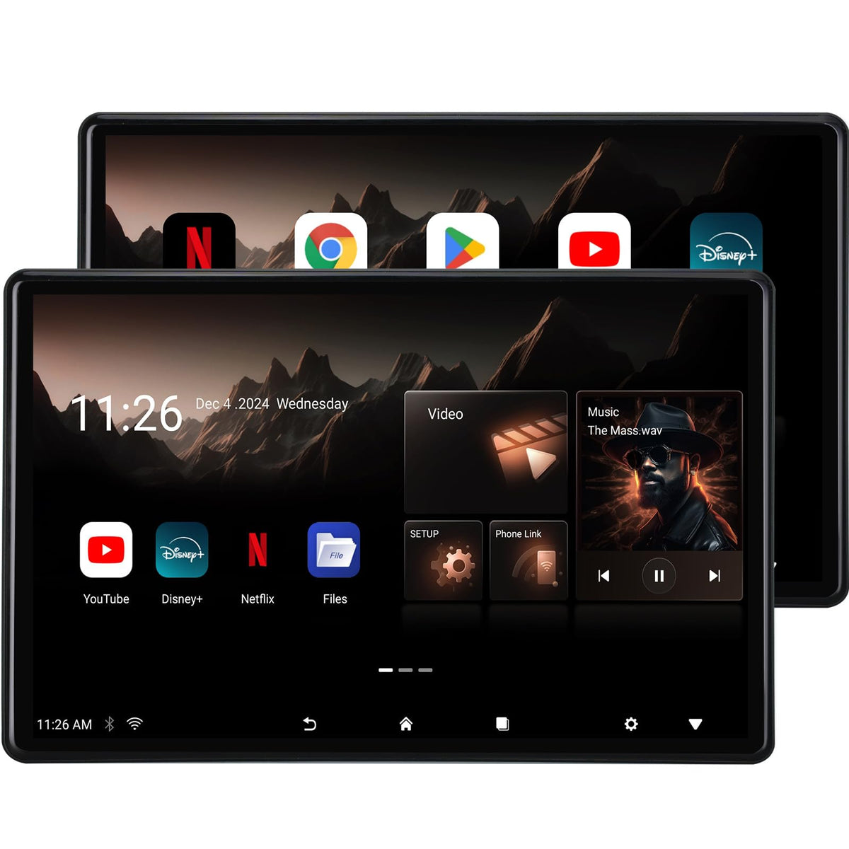 Seventour 14-inch Android headrest monitor for backseat entertainment on long trips.