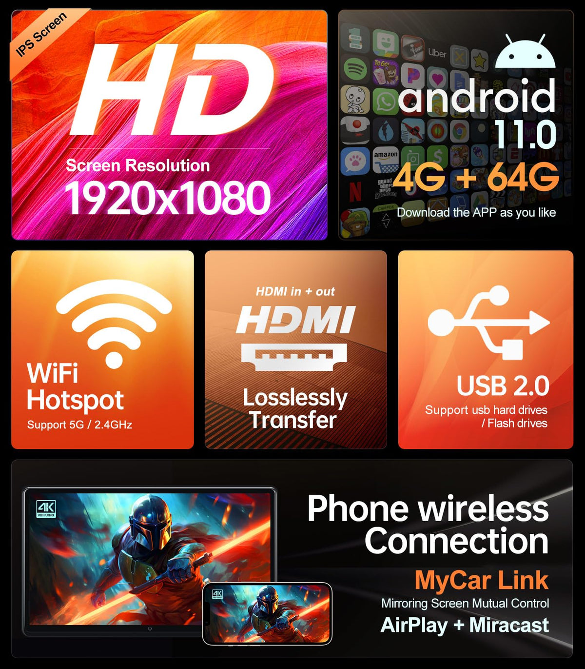 Seventour Android car TV interface enabling easy app access on the road.