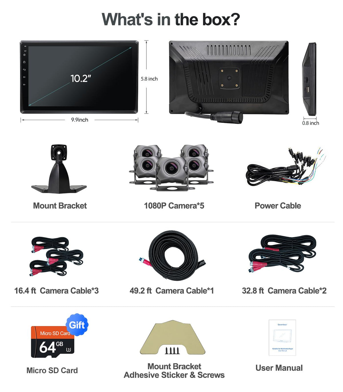 Seventour Bluetooth 5.0 enables hands-free calls and contacts sync.