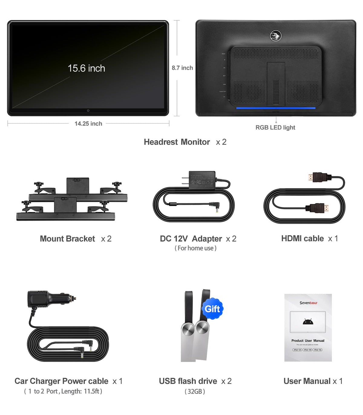 Seventour integrated speakers plus FM/Bluetooth for car audio