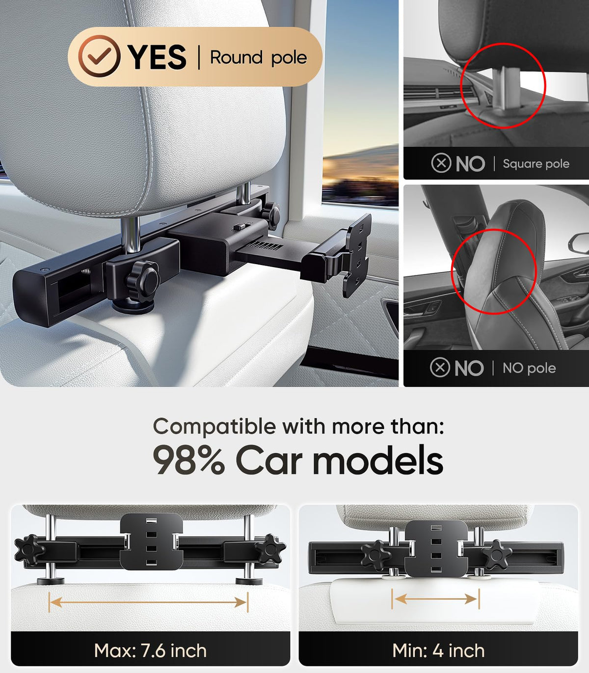 Seventour dual power adapters simplify installation in most vehicles.