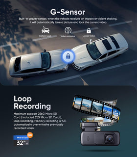 Seventour Mini 2K dash cam 170° wide-angle reduces blind spots.