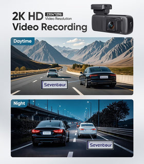 Seventour Mini 2K dash cam night vision enhances low-light footage.